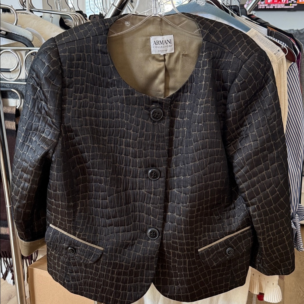 Armani Collezioni Black Textured Blazer